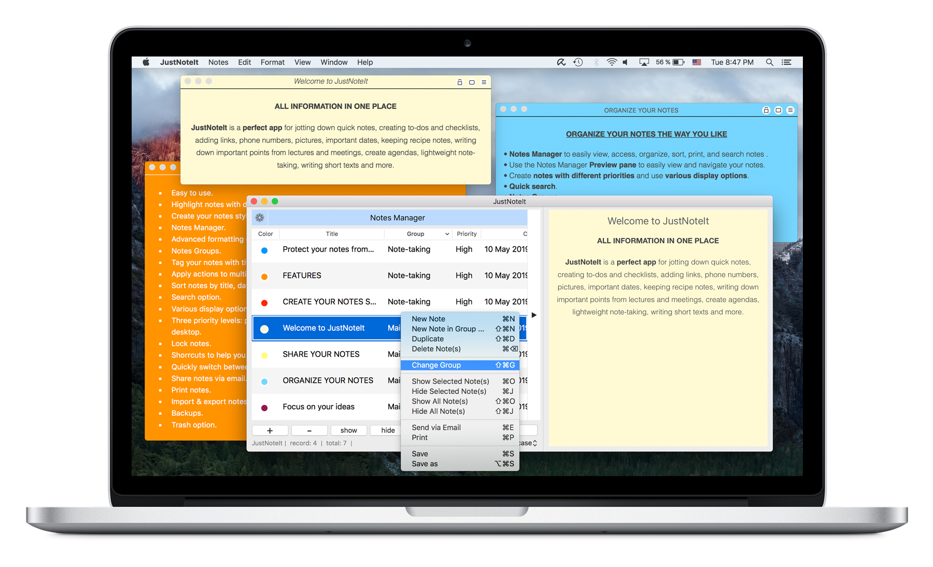 Notes Manager and Desktop Notes App - JustNoteIt